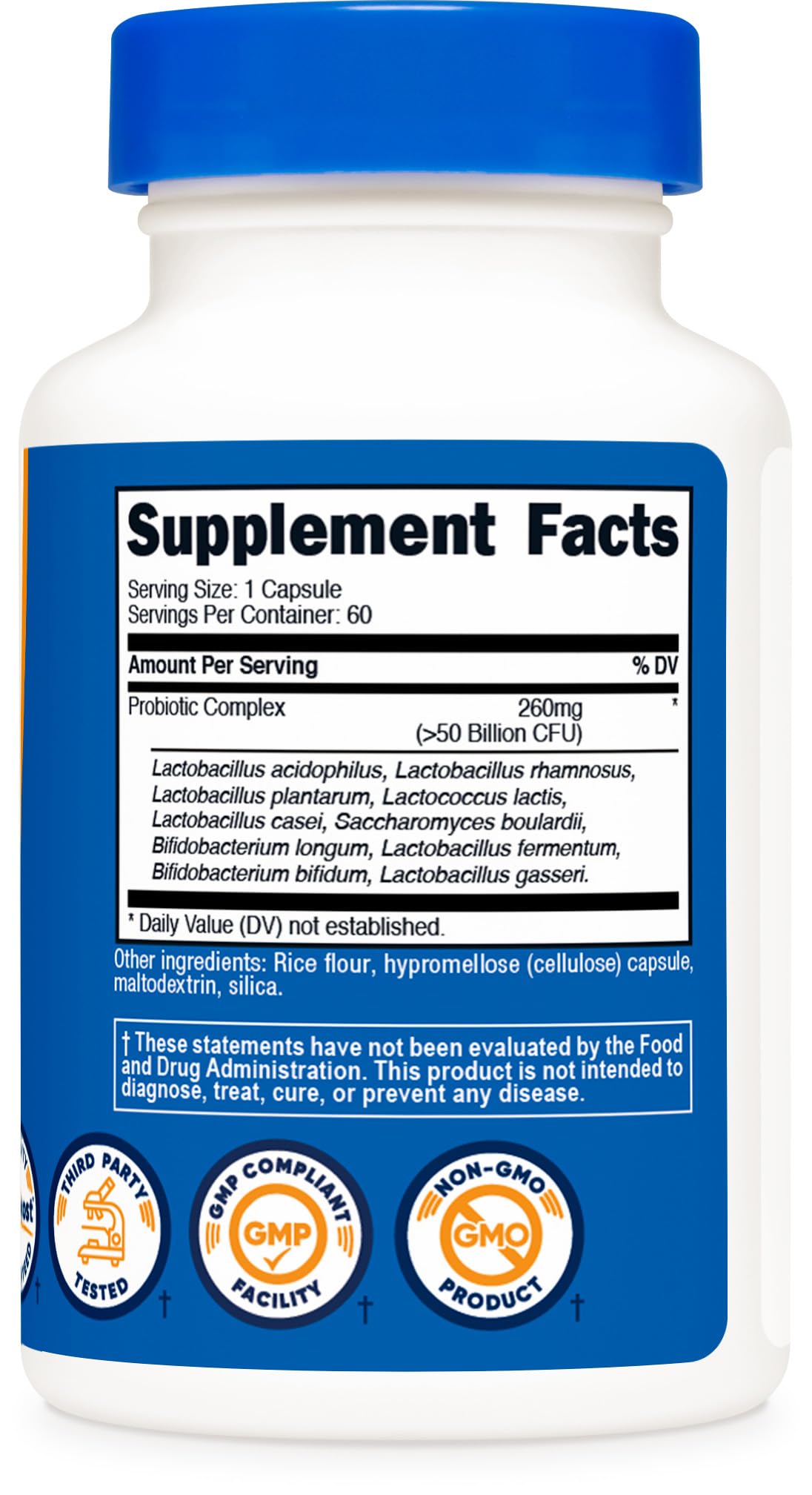 Nutricost Probiotic Complex - 50 Billion CFU, 60 Capsules - Probiotic for Men and Women - Vegetarian Capsules, Non-GMO, Gluten Free