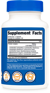 Thumbnail for Nutricost Probiotic Complex - 50 Billion CFU, 60 Capsules - Probiotic for Men and Women - Vegetarian Capsules, Non-GMO, Gluten Free
