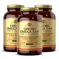 Thumbnail for Solgar 1300 mg Omega 3-6-9, 120 Softgels (Pack of 3) - Fish Oil Supplement - Support for Joint & Skin Health - Includes Flaxseed & Borage - Contains EPA & DHA Omega 3 Fatty Acids - 120 Total Servings