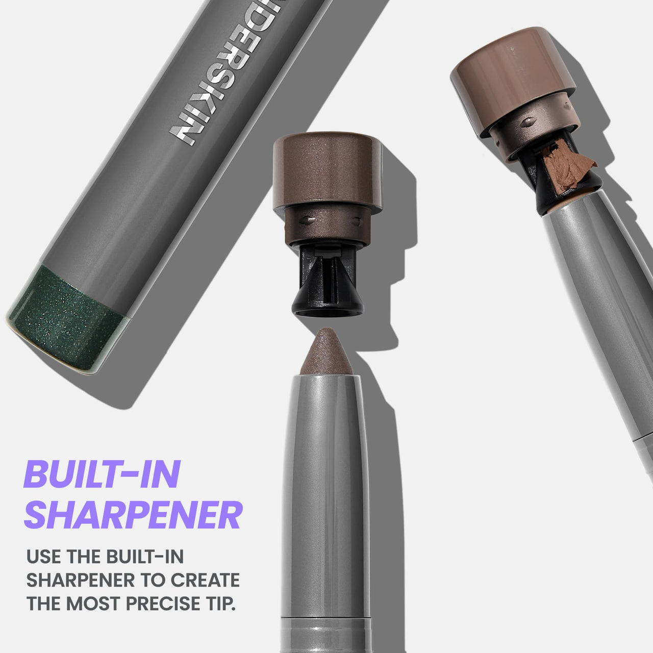 Wonderskin IYKYK Eyeshadow Stick - Longwear Eye Shadow Sticks, Budge-Proof and Waterproof Shimmer Eyeshadow Stick with Built-in Sharpener (Ash)