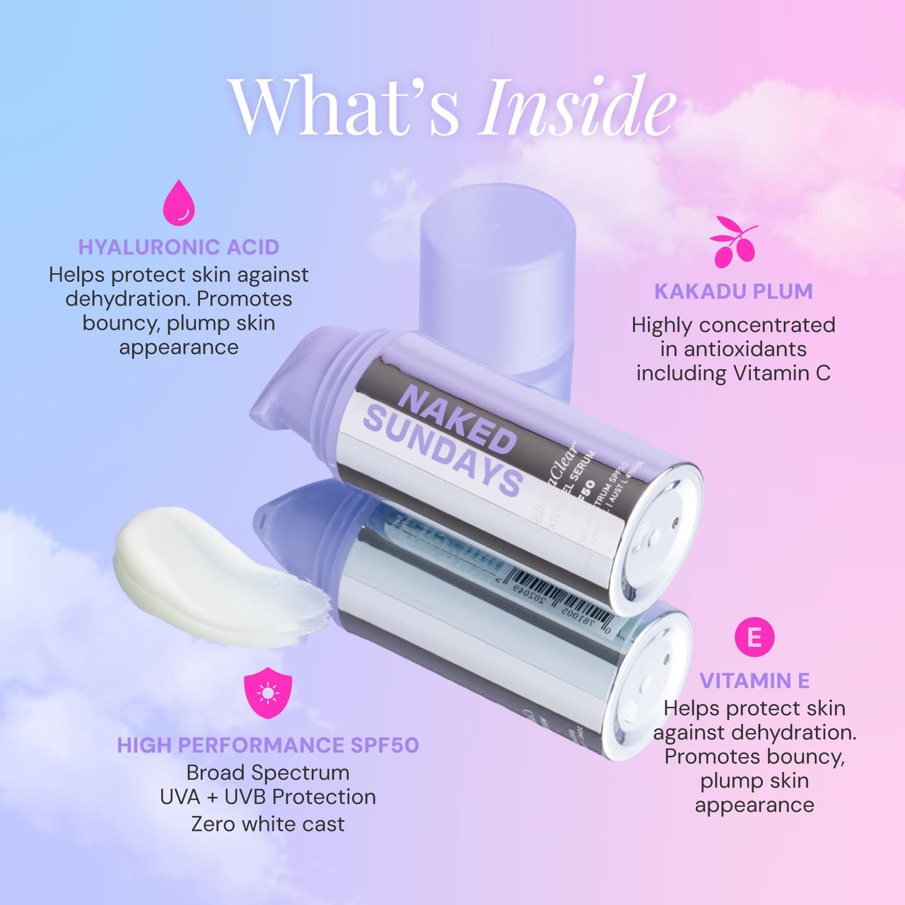 Naked Sundays CabanaClear Facial Suncreen Serum - SPF 50 Invisible Water Gel for Sensitive Skin, Lightweight, Fragrance-Free, Daily Face Sunscreen, 30ml