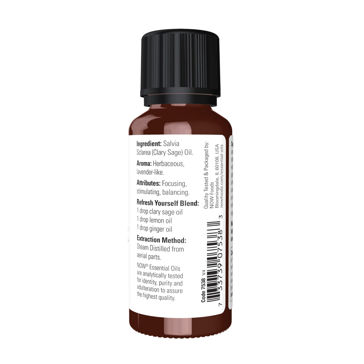 NOW Essential Oils, Clary Sage Oil, Focusing Aromatherapy Scent, Steam Distilled, 100% Pure, Vegan, Child Resistant Cap, 1-Ounce