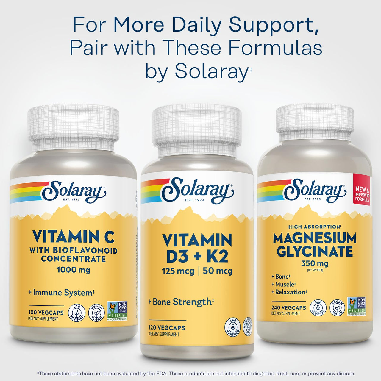 SOLARAY Vitamin C 1000mg with Bioflavonoids Concentrate - Vitamin C Capsules with Rose HIPS and Acerola Cherry - Antioxidant, Heart Health and Immune Support Supplement, Vegan, Non-GMO, 100 Servings