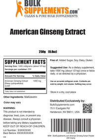 Thumbnail for BulkSupplements.com American Ginseng Extract Powder - Ginseng Supplement, Herbal Supplements - Gluten Free, 1g per Serving, 250g (8.8 oz) (Pack of 1)