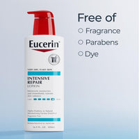 Thumbnail for Eucerin Intensive Repair Body Lotion for Dry Skin with Alpha Hydroxy, Body Moisturizer for Very Dry Skin, Moisturizes, Exfoliates and Conditions, Fragrance Free and Paraben Free, 16.9 Fl Oz Bottle