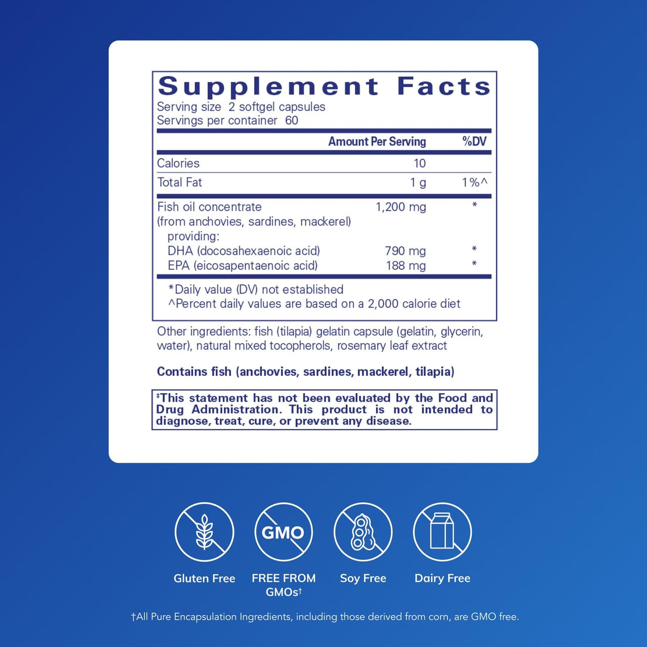 Pure Encapsulations DHA Ultimate | Eco-Friendly Supercritical CO2 Extracted DHA Fish Oil Concentrate | 120 Softgel Capsules