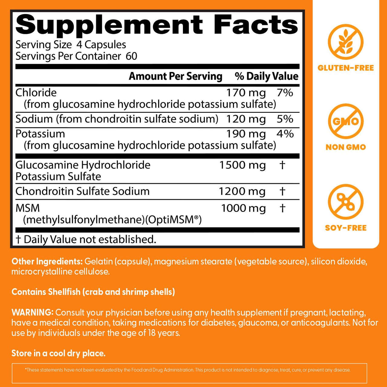 Doctor's Best Glucosamine Chondroitin MSM - Joint Health Support Supplement for Women & Men, Nutritional Support for Joint Strength, Hair, Skin, & Nails, Gluten Free, Non GMO - 240 Capsules