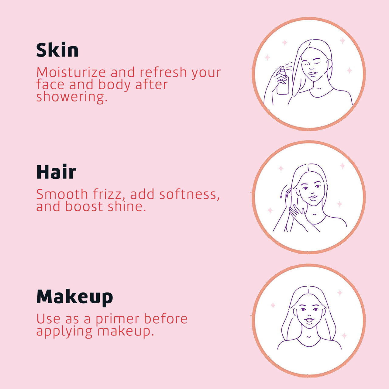 De La Cruz Rose Water and Glycerin for Face Bundle – Rosewater Facial Toner and Moisturizer for Skin and Hair - 8 fl oz + 16 fl oz Refill Bottle