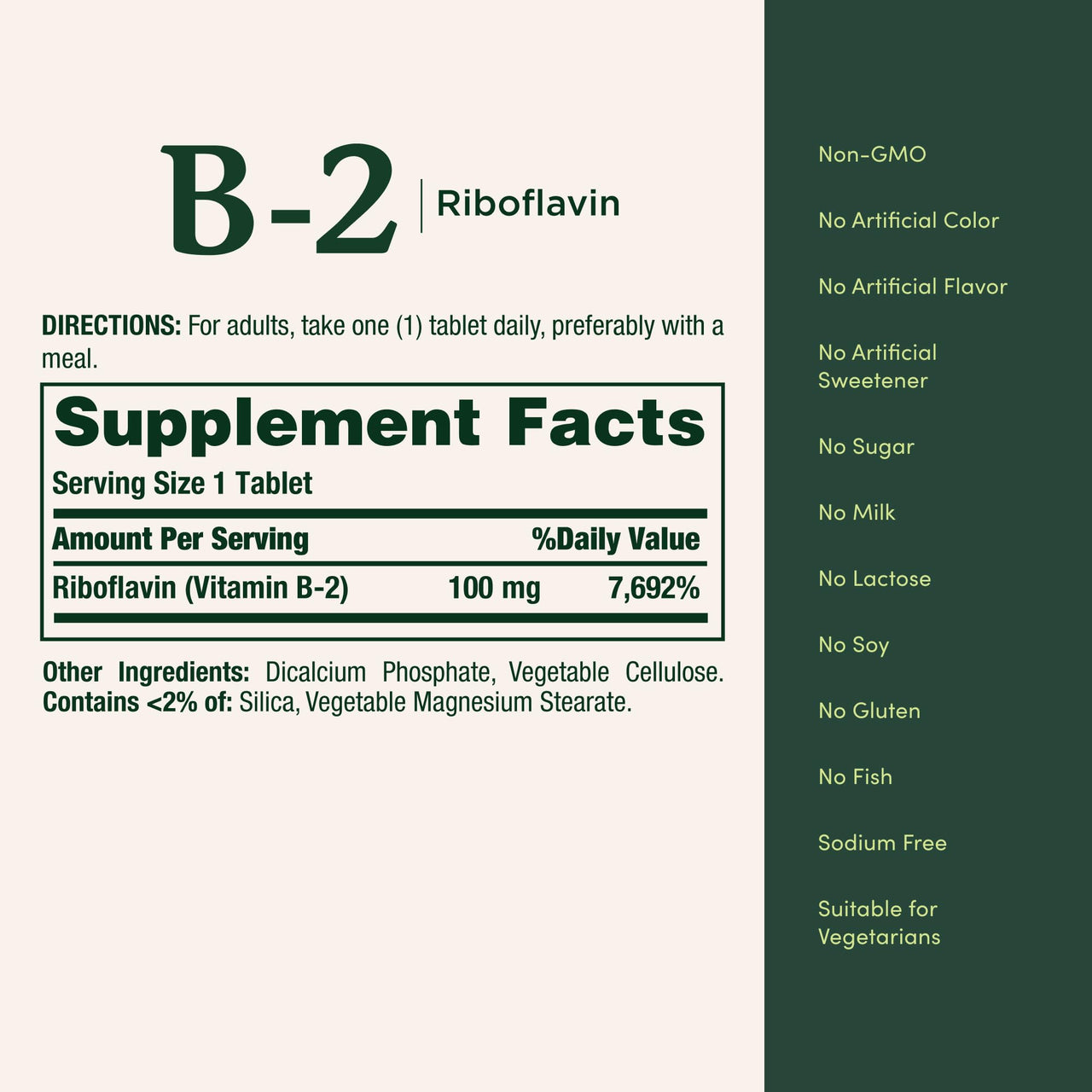 Nature's Bounty Vitamin B, B-2 Vitamin 100mg as Riboflavin Supplement, Aids Energy Metabolism, 100 Vegetarian Coated Tablets, 100 Day Supply