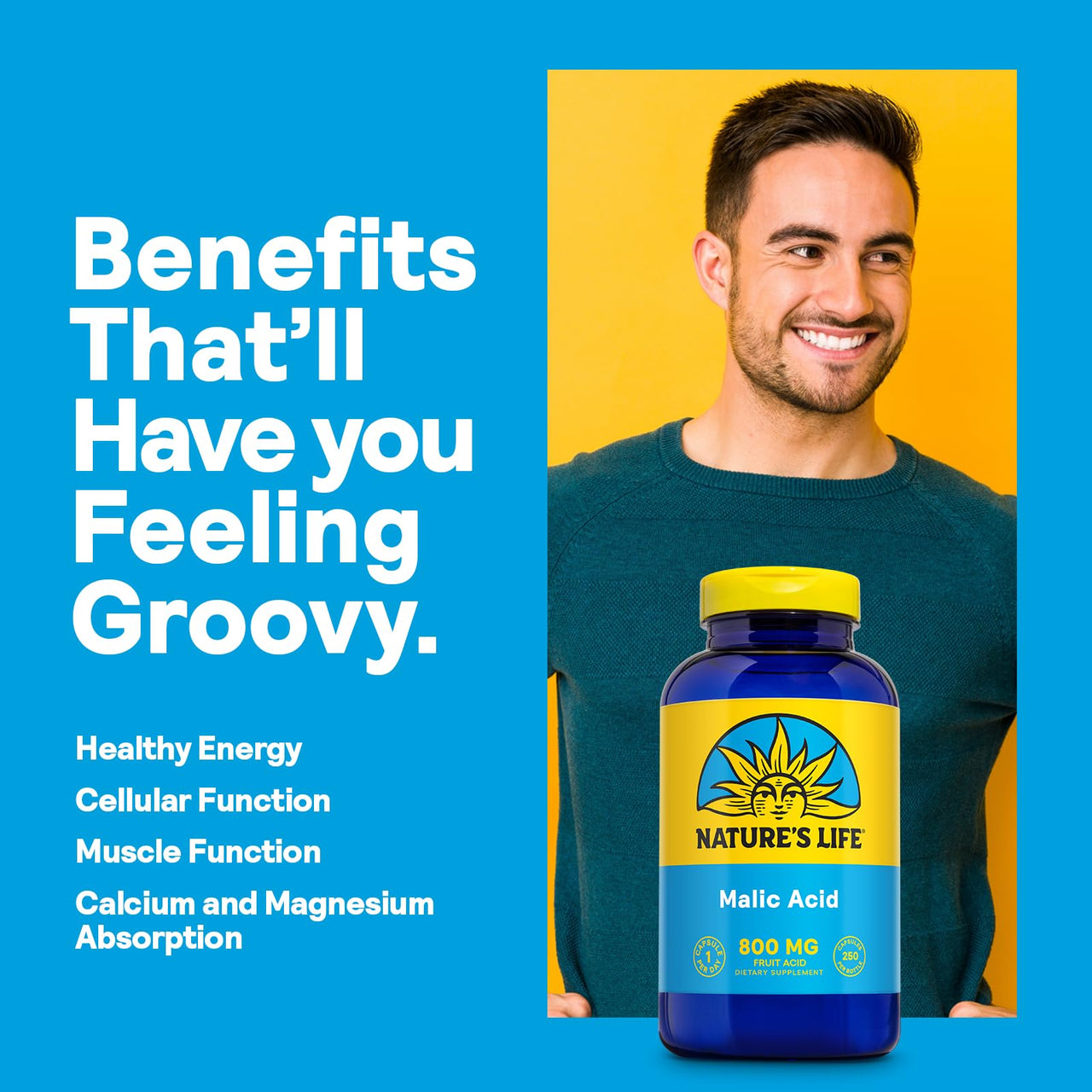 Nature's Life Malic Acid 800 mg | Chelating Agent May Help Support Energy & Muscle Comfort | No Gluten, Non-GMO | 250 Count