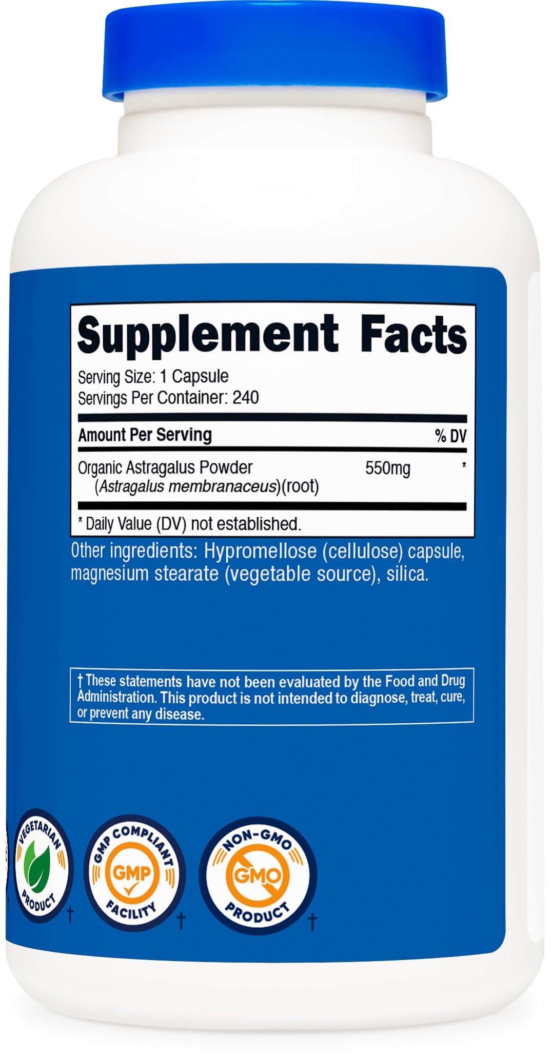 Nutricost Astragalus Capsules 550mg, 240 Vegetarian Capsules - Non-GMO and Gluten Free