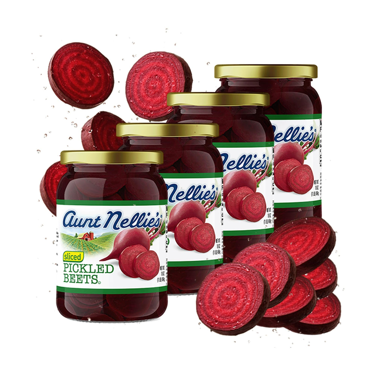 Aunt Nellie’s Sliced Pickled Beets | Tangy, Earthy, Sweet and Delicious | Deep Vibrant Ruby Red-Purple | Grown in the USA | Smoothies, Salads, Side Dishes (16oz, 4-Pack)