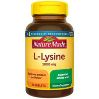 Thumbnail for Nature Made L-Lysine 1000 mg, Dietary L-Lysine Supplements, 60 Tablets, 60 Day Supply