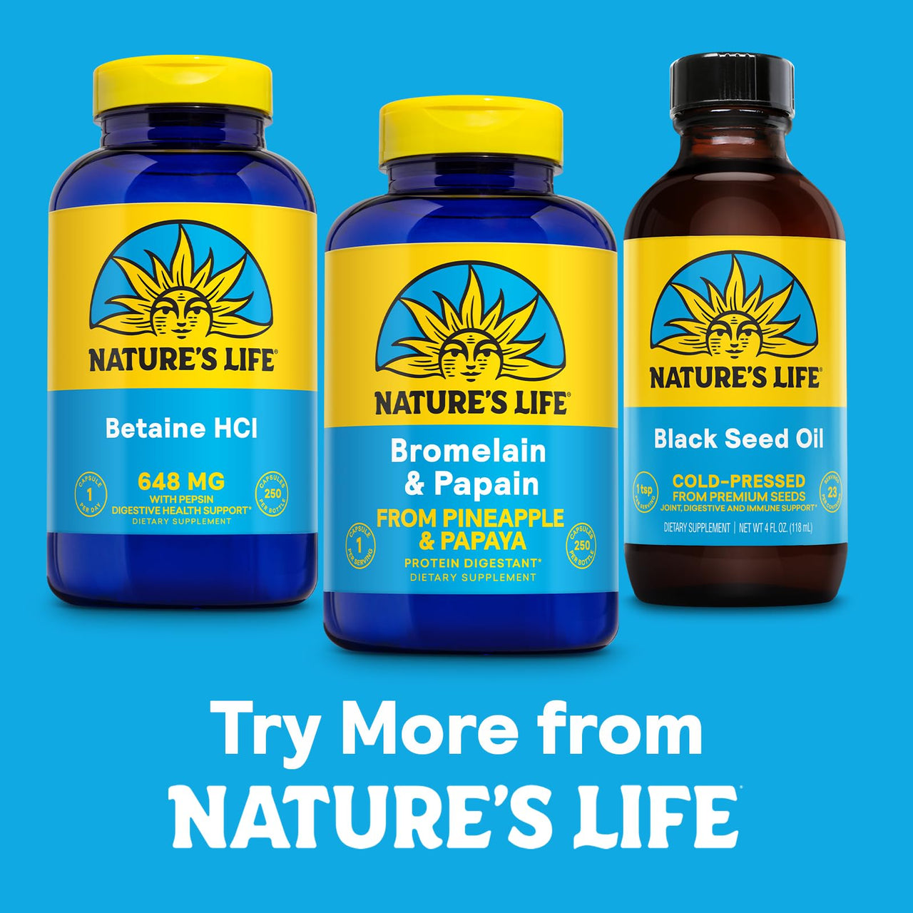 Nature's Life Bromelain & Papain Proteolytic Enzyme Supplement for Men & Women - From Pineapple & Papaya, Digestive Health Support Veg Caps, Bromelain 250 mg and Papain 250 mg - 250 Capsule CT