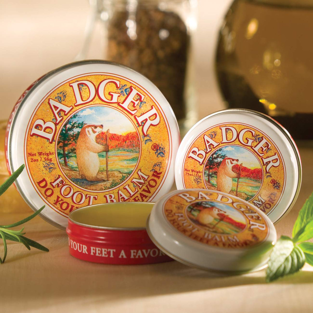 Badger Foot Balm, 100% Organic Foot Cream for Dry Cracked Heels and Feet, Fast Acting Foot Care for Women & Men, All-Natural Cracked Heel Treatment, 2 oz Tin, 2-Pack