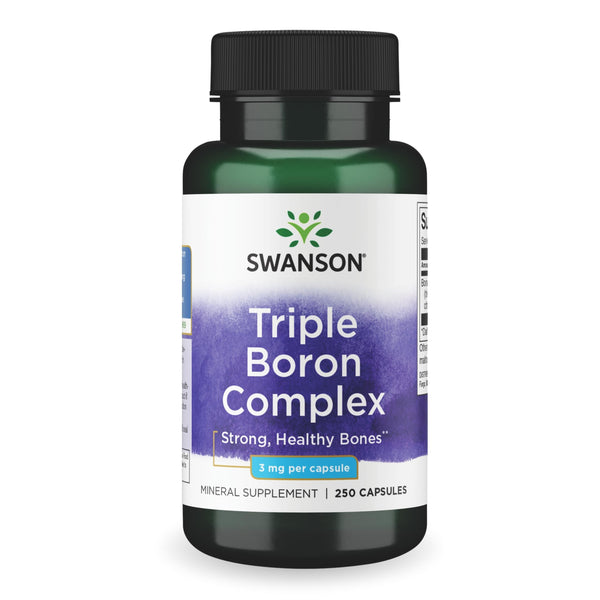 Swanson Triple Boron Complex - Mineral Supplement with Glycinate, Citrate & Aspartate - Supports Bone Health* - Non-GMO - 250 Capsules