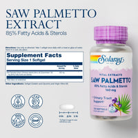 Thumbnail for SOLARAY Saw Palmetto Extract - Prostate Health and Urinary Tract Support - 136 mg Fatty Acids and Sterols - Lab Verified, 60-Day Money-Back Guarantee (120 Servings, 120 Softgels)