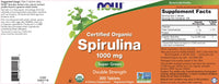 Thumbnail for NOW Foods Organic Spirulina 1000mg Tablets - 300 Count - Non-GMO, Super Green Whole Food Supplement - Double Strength 1000 mg - Naturally Occurring Beta-Carotene (VIT A), B-12 and GLA