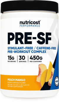 Thumbnail for Nutricost Stim-Free Pre-Workout, 30 Servings (Peach Mango) - Caffeine Free, Stimulant Free, Non-GMO, Gluten Free