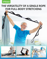 Thumbnail for Trideer Stretching Strap Yoga Strap Physical Therapy for Home Workout, Exercise, Pilates and Gymnastics, 10 Loops Non-Elastic Stretch Bands with Aesthetic Packaging for Women & Men (Black)