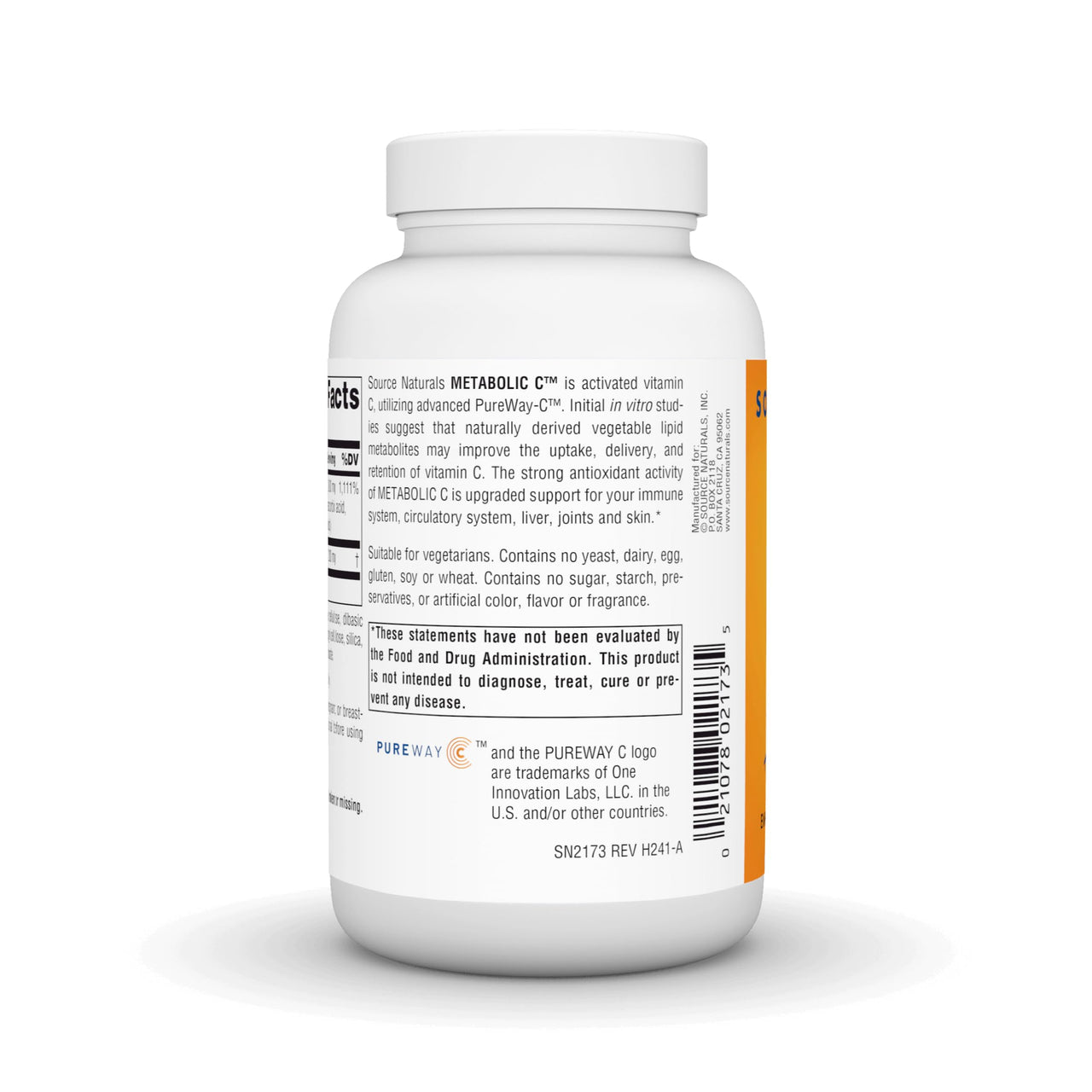 Source Naturals Metabolic C, Optimized Vitamin C for Enhanced Antioxidant Protection* -1000 mg - 100 Tablets