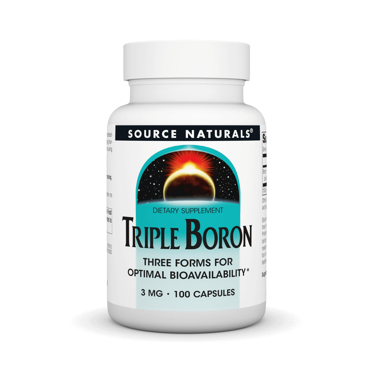 Source Naturals, Triple Boron, Three Forms for Optimal Bioavailibilty*, Contains 3 Forms of The Trace Mineral Boron – Citrate, Aspartate, and Glycinate, 3mg - 100 Capsules