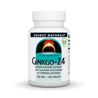 Thumbnail for Source Naturals Ginkgo-24 - Ginkgo Biloba Extract, 24% Glycosides 6% Terpenes - 120 mg - 120 Tablets