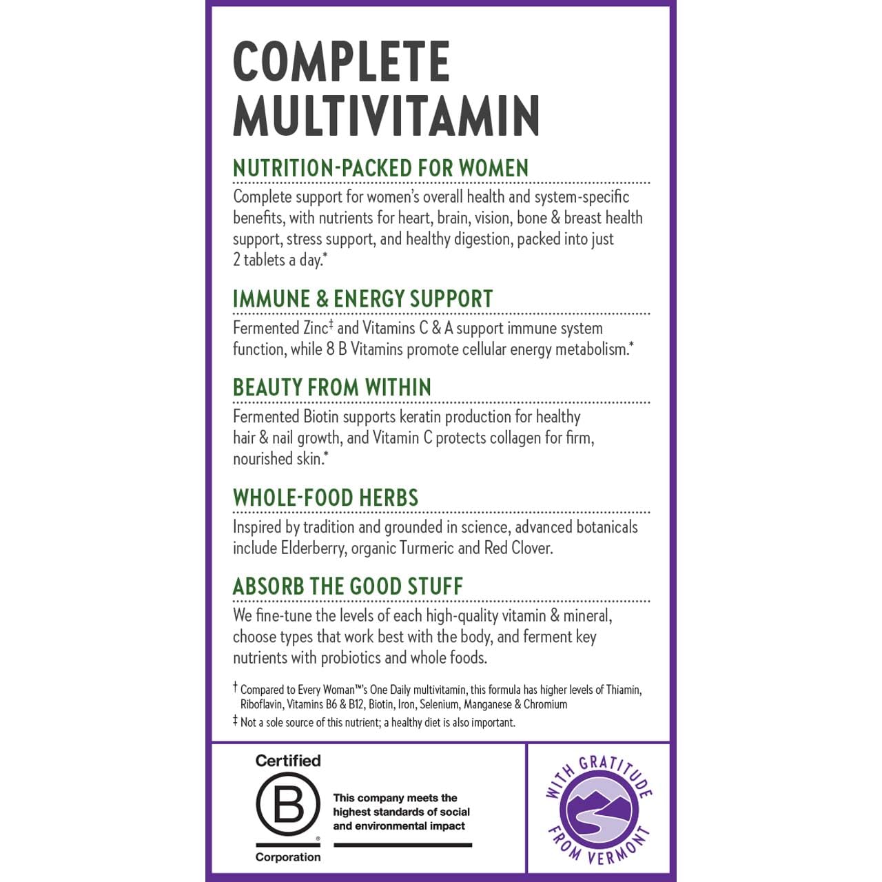 New Chapter Women's Multivitamin Advanced Formula for Stress, Bone, Immune, Beauty & Energy Support, Higher Levels of Whole-Food Fermented Essential Nutrients for Women + Iron + Vitamin D3, 120 Count