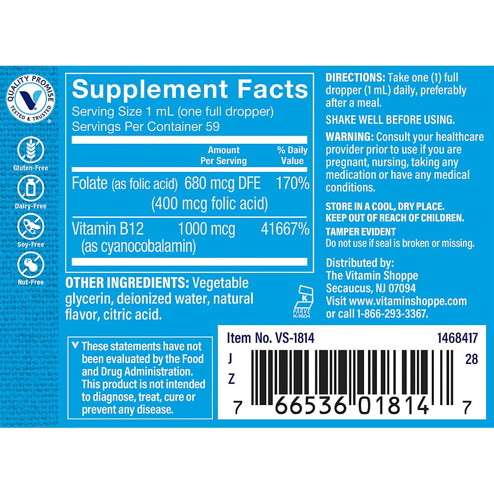 The Vitamin Shoppe Vitamin B12 - Energy Production, Nervous System & Red Blood Cell Support, Daily B Vitamin