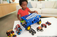 Thumbnail for Hot Wheels Monster Trucks Toy Hauler, Oversized Truck Carries & Stores 12 1:64 Scale Monster Trucks or 32 Cars, Monster Mover Rhino