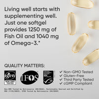 Thumbnail for Sports Research® Omega-3 Fish Oil 1250 - Triple Strength Fish Oil Supplement from Wild Alaska Pollock - MSC Certified Sustainable · Non-GMO · Soy Free - 180 Softgel Capsules