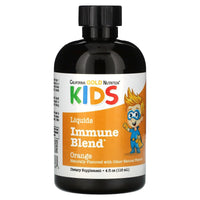 Thumbnail for California Gold Nutrition Liquid Immune Blend with Olive Leaf Extract, St. John's Wort Extract and Colloidal Silver for Children, No Alcohol, Orange, 4 fl oz (118 ml)