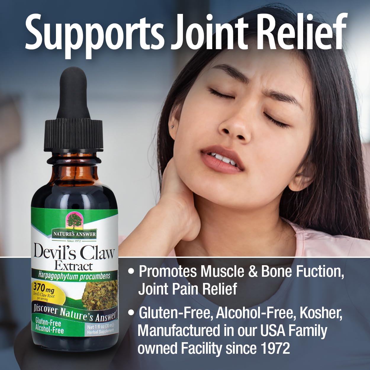 Nature's Answer Devil's Claw Root Alcohol Free Extract 1 Fluid Ounce | Supports Joint Function | Promotes Muscle and Bone Function