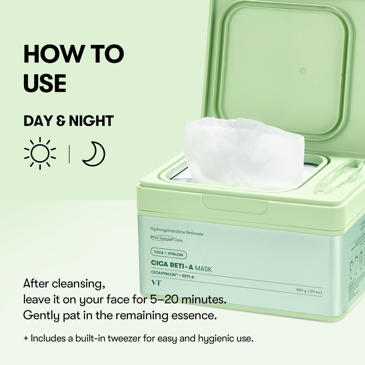 VT COSMETICS CICA Reti-A Daily Mask 30 Sheets, Retinol Complex for Pore Minimizing, Skin Softening & Hydrating Facial Mask, Ideal for Retinol Beginners, Korean Face Mask