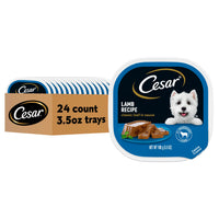 Thumbnail for Cesar Classic Loaf in Sauce Adult Wet Dog Food Lamb Recipe, 3.5 oz Easy Peel Trays, 24 Count