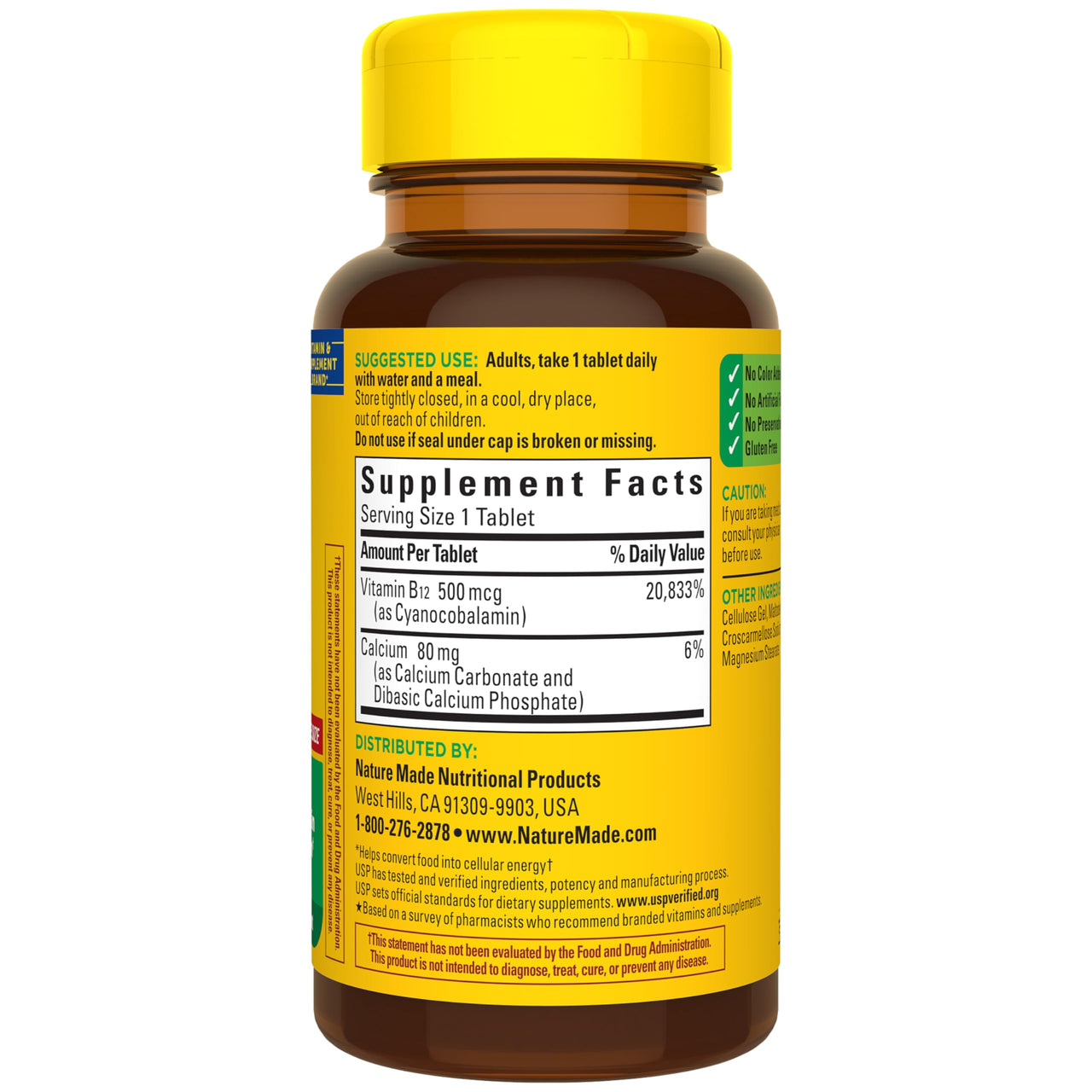 Nature Made Vitamin B12 500 mcg, Dietary Supplement for Energy Metabolism Support, B12 Vitamins 500 mcg, 200 Tablets, 200 Day Supply