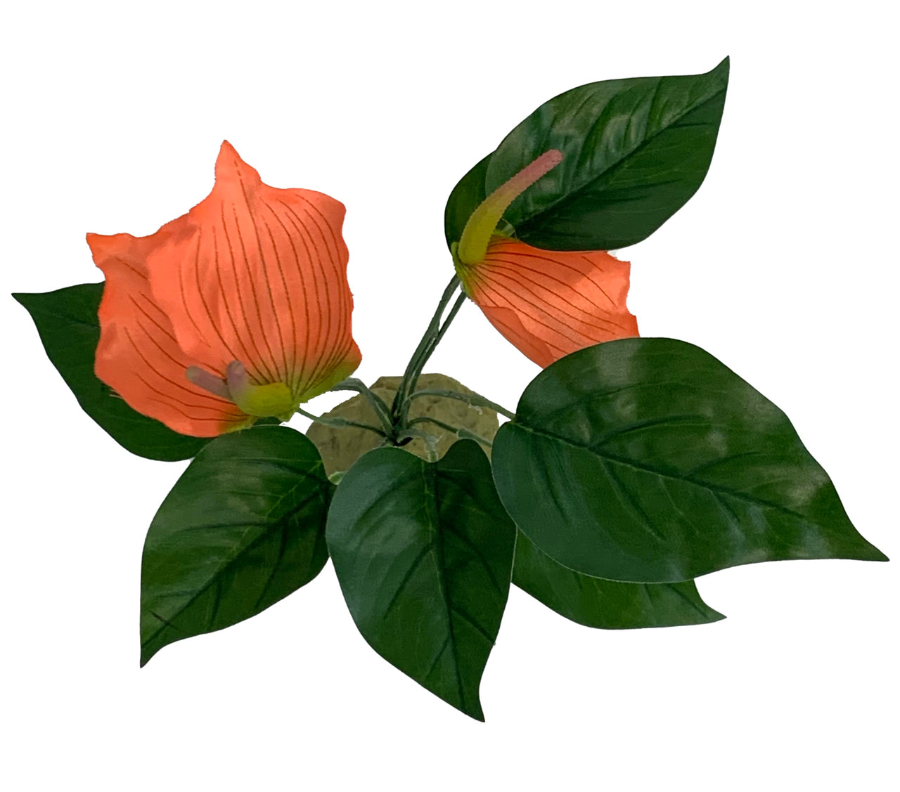 Komodo Reptile Terrarium Anthurium Bush Plant with Gravel Base | Artificial Rainforest Ground Aquarium & Habitat Decoration Accessory with Weighted Base, 15 Inches