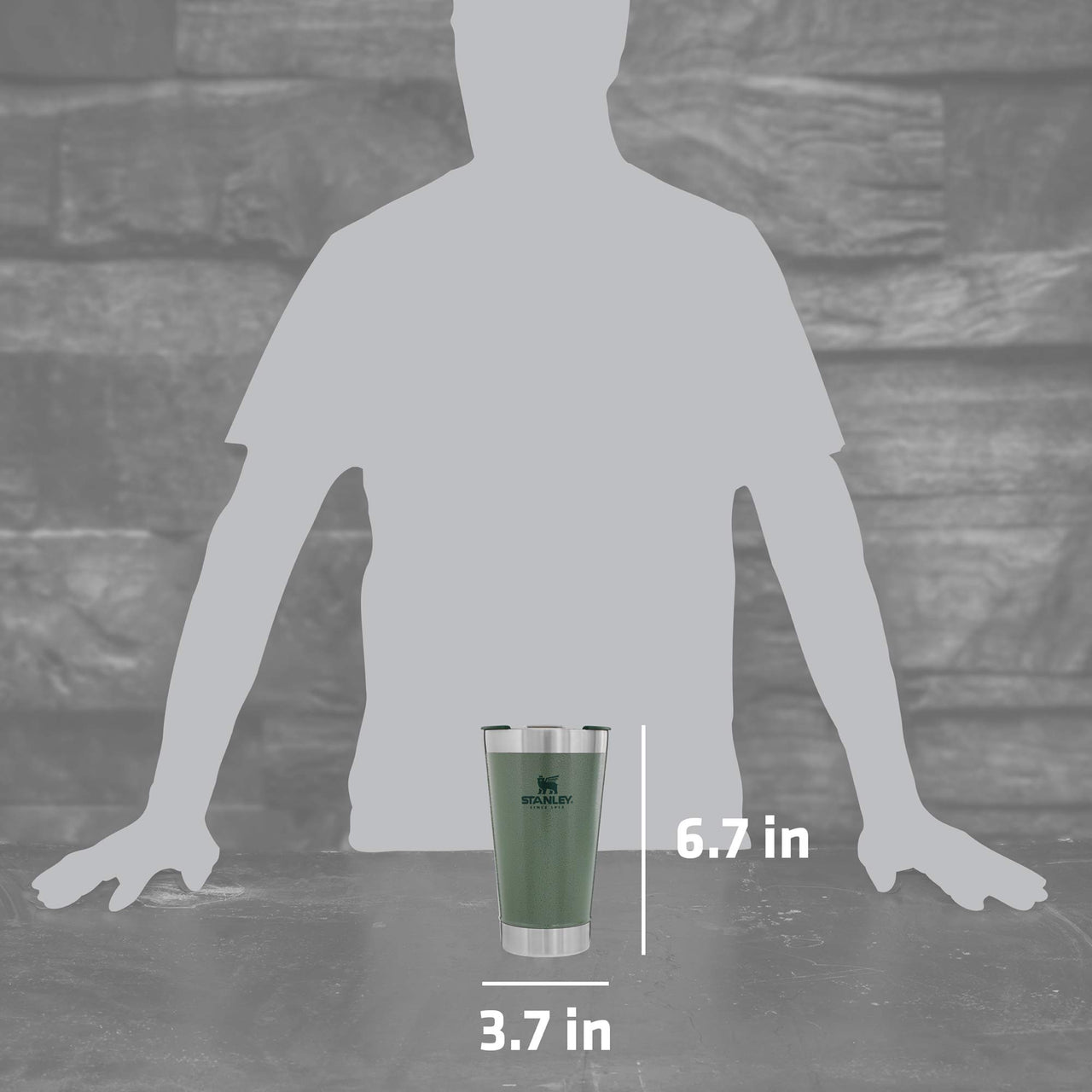 STANLEY Stay-Chill Beer Pint 16 oz | Wide Mouth Lid | Built-In Bottle Opener | Beer Tumbler Cup | Insulated Stainless Steel Pint Glass | BPA-Free | Hammertone Green
