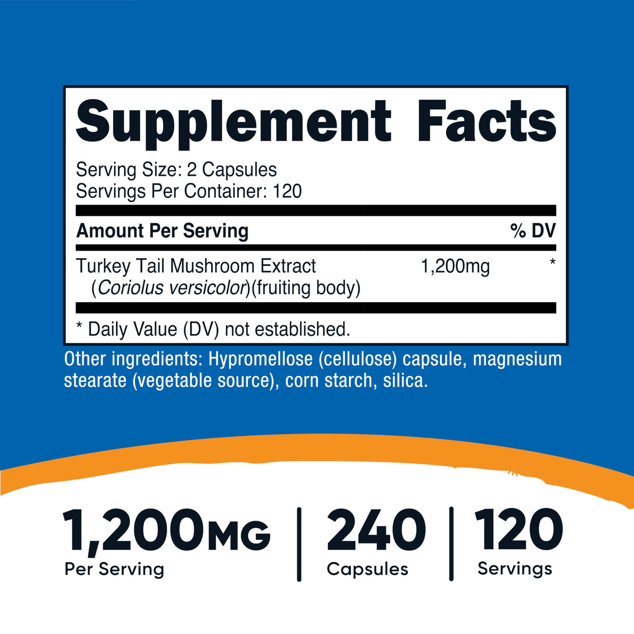 Nutricost Turkey Tail Mushroom Capsules 1200mg, 120 Servings (240 Capsules) - Gluten Free, Non-GMO, and Vegetarian Friendly
