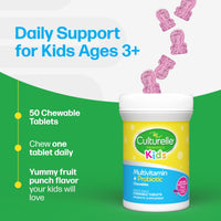 Thumbnail for Culturelle Kids Complete Chewable Multivitamin + Probiotic For Kids, Ages 3+, 50 Count, Digestive Health, Oral Health & Immune Support - With 11 Vitamins & Minerals, including Vitamin C, D3 & Zinc