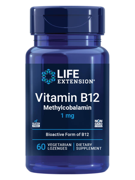 Life Extension Vitamin B12 Methylcobalamin, Nerve Health Supplement, Cognitive Support, Energy Vitamin, methylcobalamin B12, 1 mg, Quick-Dissolving, Vegetarian, 60 lozenges