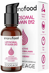 Thumbnail for Codeage Liquid Vitamin B12 Methylcobalamin Supplement, 2-Month Supply, Bioavailable Methyl B12, Vegan Non-GMO, 2 fl oz