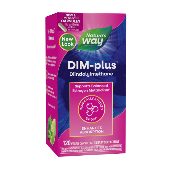 Nature's Way DIM-Plus, DIM Supplement, Supports Balanced Estrogen Metabolism*, Supports Estrogen Hormone Balance*, Diindolylmethane, 120 Vegan Capsules