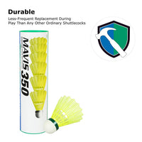 Thumbnail for Yonex Mavis 350 Nylon Badminton Shuttlecocks (Yellow, Slow Speed) | Durable Performance