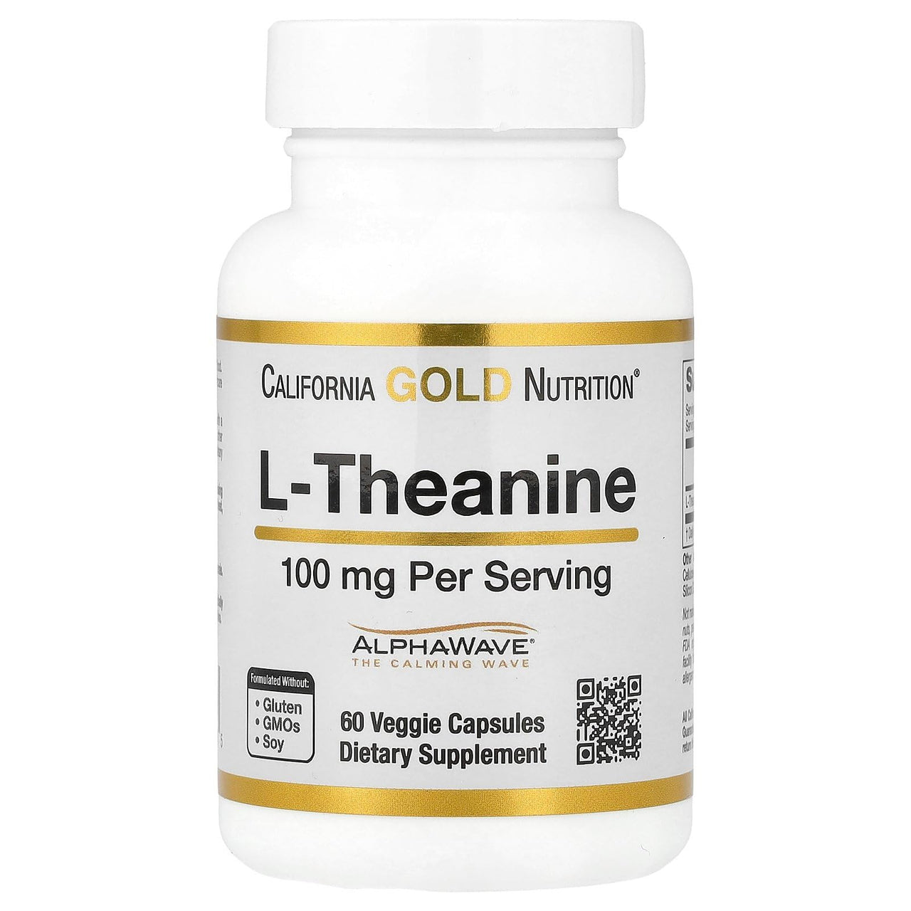 California Gold Nutrition L-Theanine, Featuring AlphaWave®, 100 mg, 60 Veggie Capsules