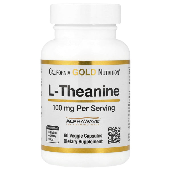 California Gold Nutrition L-Theanine, Featuring AlphaWave®, 100 mg, 60 Veggie Capsules