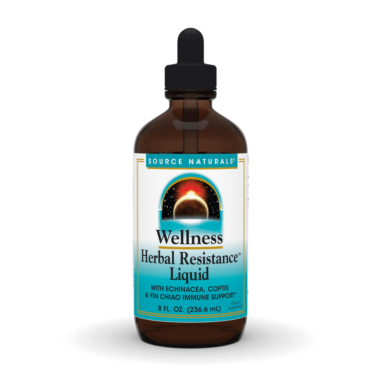 Source Naturals Wellness Herbal Resistance Liquid Immune Defense Supplement and Immunity Booster with Echinacea, Elderberry and Yin Chiao - 8 Fluid Oz
