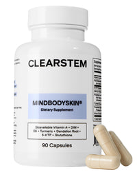 Thumbnail for CLEARSTEM - MINDBODYSKIN Hormonal Acne Supplement (5-HTP) - Natural DIM Supplement - Skin Care Vitamins - Hormone Balance, Antioxidants - Gluten Free, Cruelty Free - 30 Servings, 90 Capsules