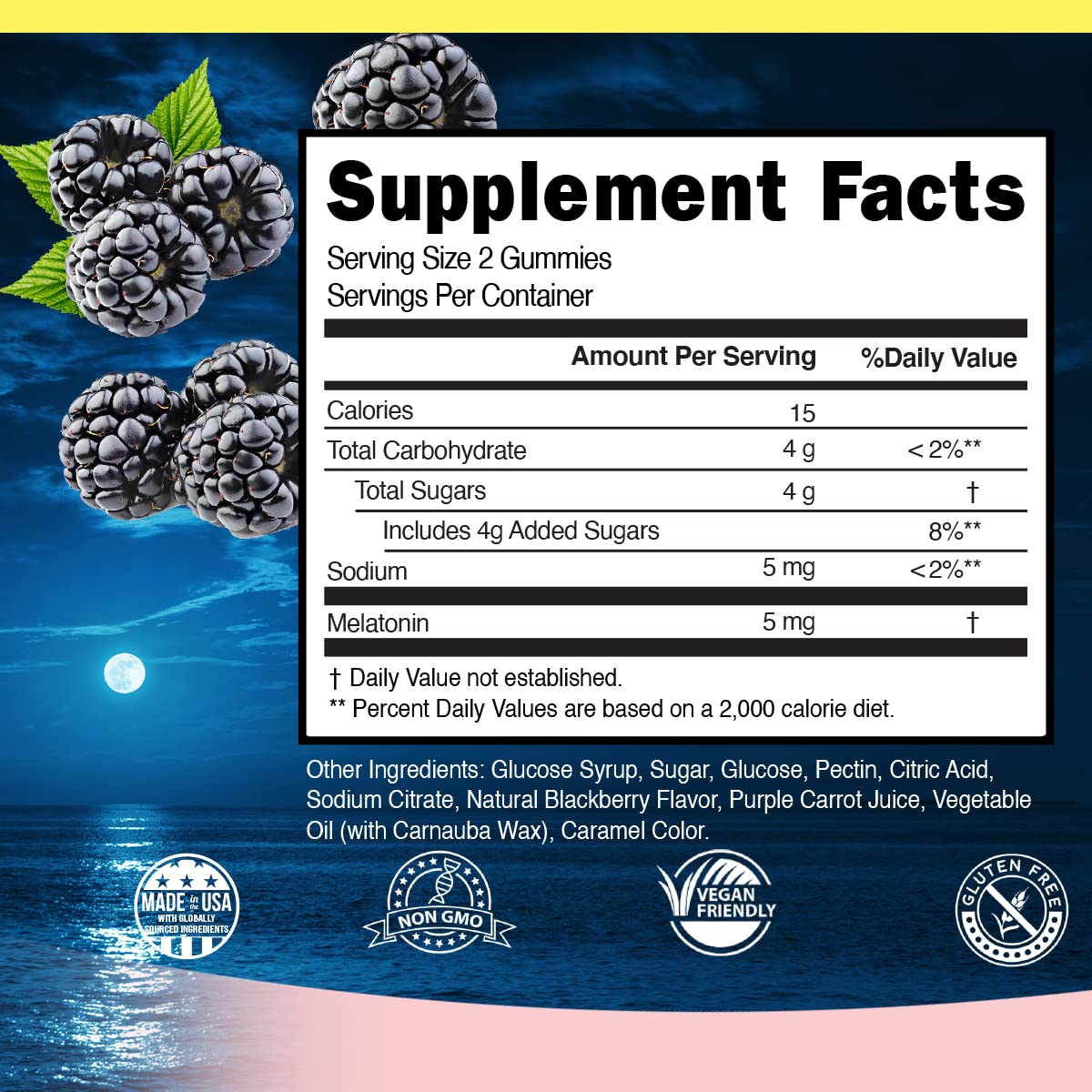 CONCEIVE PLUS Sleep Aid Gummy, 5 mg Melatonin, Supports Deep Restful Sleep, Non Habit-Forming - Delicious BlackBerry Flavor - Non-GMO Gluten-Free 60 Gummies
