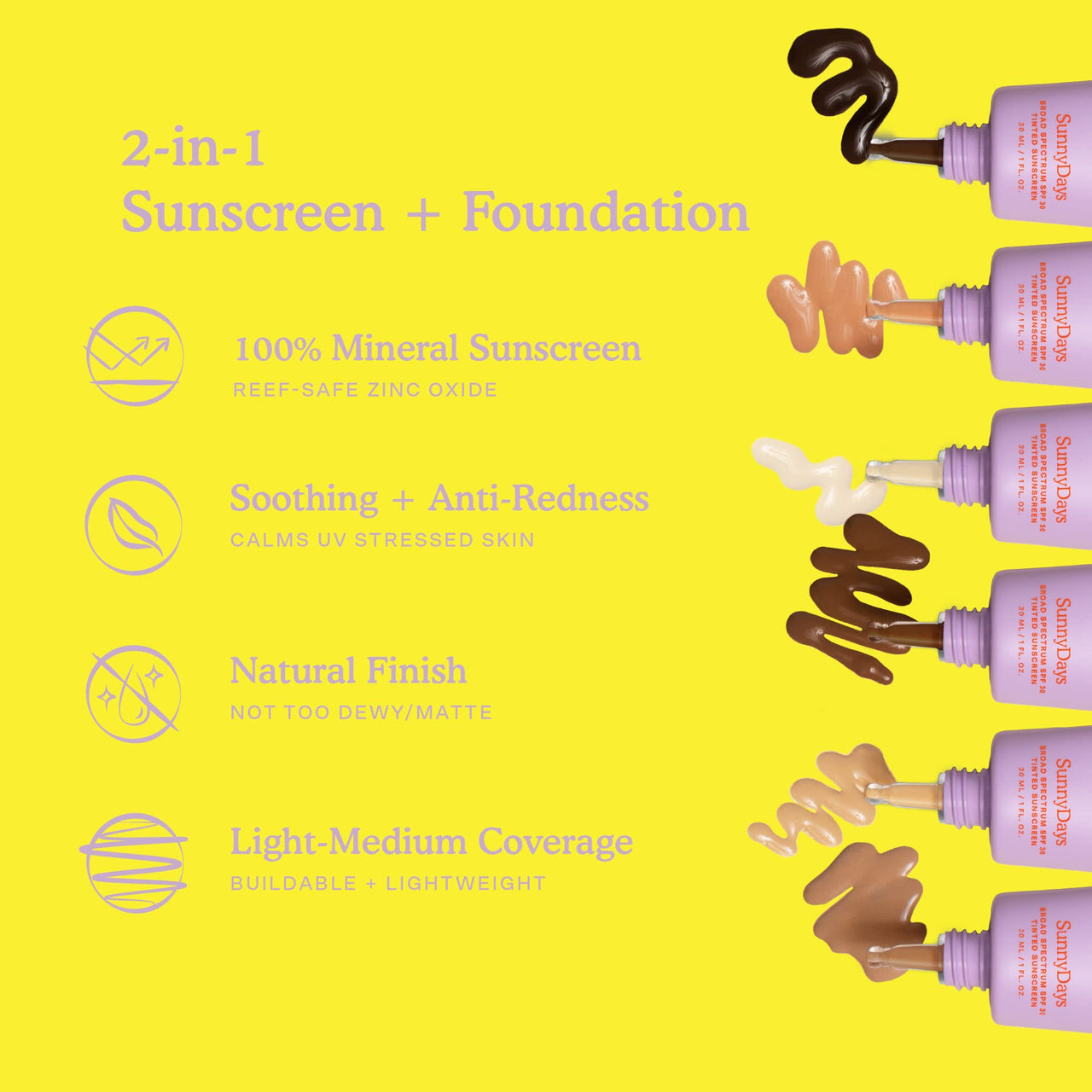 Tower 28 SunnyDays SPF 30 Tinted Moisturizer - 2-in-1 Buildable Coverage Foundation + Mineral Sunscreen for Face - Zinc Oxide, Aloe & Prickly Pear for Sensitive Skin - 65 Rich/Red (1 oz)